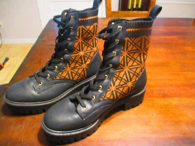 Antonio Melani Mujeres Botas de Combate al Tobillo 10M Cuero Motociclista Negro Punk Grueso NW Foto 1 de 4