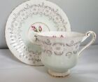 Paragon By Appoint  Queen Mary Tea Cup & Saucer England China Roses Pastel Green