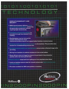 Pinball 2000 Technology Williams Pinball Flyer / Brochure/ Ad - Mint Condition - Picture 1 of 1