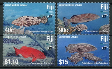 Fiji Fish Stamps 2019 MNH Fishes Groupers 4FJ Movement Corals Marine 4v Set Cover