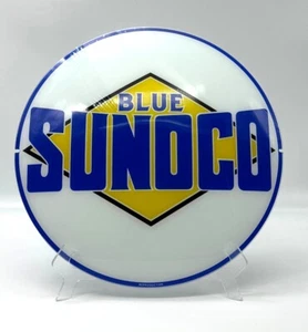 SUNOCO BLUE pre-1941 Black Diamond 13.5" GLASS FACE for GAS PUMP GLOBE - Picture 1 of 1