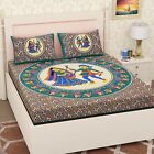 Rajasthani Traditional Bedding Set Hippie Bohemian Bed Sheet Throw With 2 Pillow