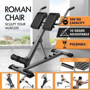 Everfit Roman Chair Back Extension Adjustable Weight Bench Fitness 10 Workouts - Picture 1 of 12