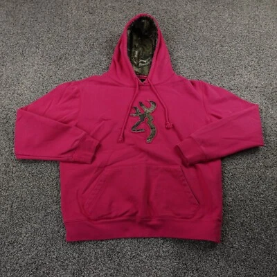 Browning 连帽衫女式 L 粉红色迷彩鹿标志运动衫毛衣户外狩猎 — 第 1/4 张图片