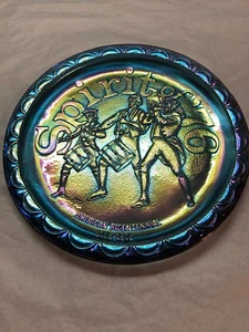 Blue Carnival Glass Spirit of America Plate 1976 - Picture 1 of 2