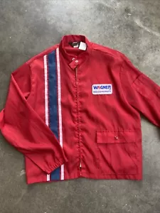 Vintage 1960s 1970s Wagner Brake And Lightning Racing Mechanic Red Jacket USA - Picture 1 of 5