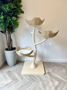 Luxury Modern Wooden Cat Tree Scratching Post Bonsai Neutral basket furniture - Picture 1 of 10