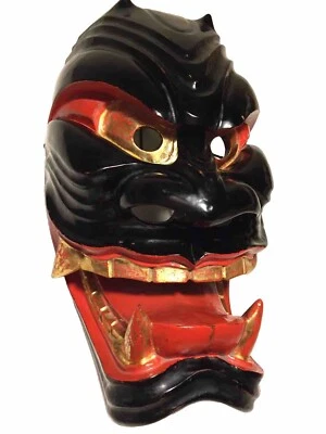 Danced, Patina, Antique, ca1930s, Japanese Wooden - Menburyu Mask - Furyu Parade - Image 1 of 4