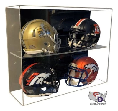 ACRYLIC WALL MOUNT FOOTBALL 4 Mini Helmet DISPLAY CASE UV HOLDER GameDay Display - Image 1 of 3