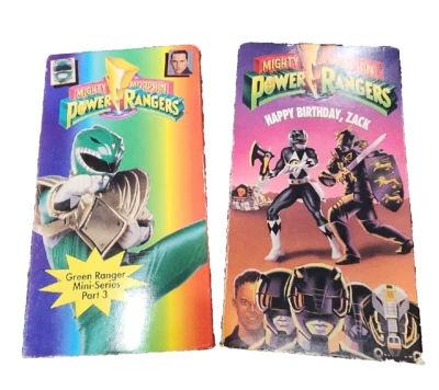 2 Mighty Morphin Power Ranger Vhs: Green Ranger Part 3 1994 & Happy Birthday Zak Foto 1 de 3