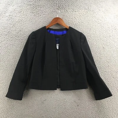 Chaqueta Blazer J.Crew Mujer 2 Negra Lana Manga Larga Informal Frente Abierto Plisada Foto 1 de 4