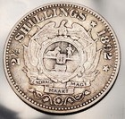 1892 Afrique du Sud 2,5 shillings pièce mondiale argent faible tirage seulement 16k Vf