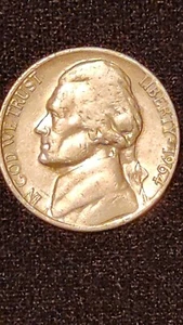1964 Jefferson five cent nickel No mint mark - Picture 1 of 9