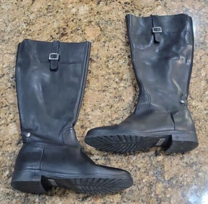 Pajar Elegant Black Leather Waterproof Zip Up Buckle Tall Boots Womens Shoe 39 8 - Picture 1 of 12