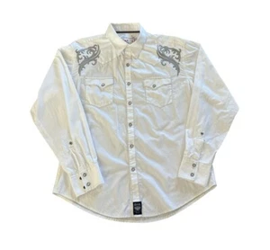 Rock 47 Shirt Mens XL White Wrangler Pearl Snap Embroider Western Rockabilly - Picture 1 of 5