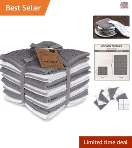 Set of 8 Highly Absorbent Gray Terry Dish Cloths - 12x12 Kitchen Essential - Picture 1 of 9