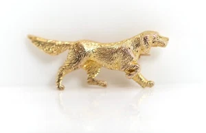 333 – Broche De Perro De Oro Amarillo 8kt Detallado Fino Satinado, L: 3,4cm - Imagen 1 de 9