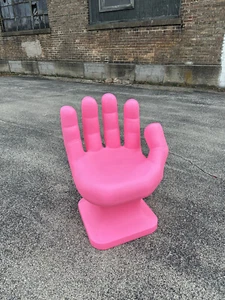 Light Pink right HAND SHAPED CHAIR 32" tall adult 70s Retro iCarly NEW - Picture 1 of 10