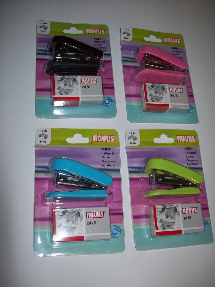 NOVUS Minihefter Hefter mit Klammern verschiedene Farben