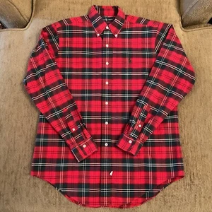 Vintage Polo Ralph Lauren Mens Plaid Shirt Button Down Size Medium Cotton - Picture 1 of 14