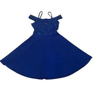 Quiz Occasion Dress Size 8 fit & flare sequin & lace bodice royal blue - Picture 1 of 7