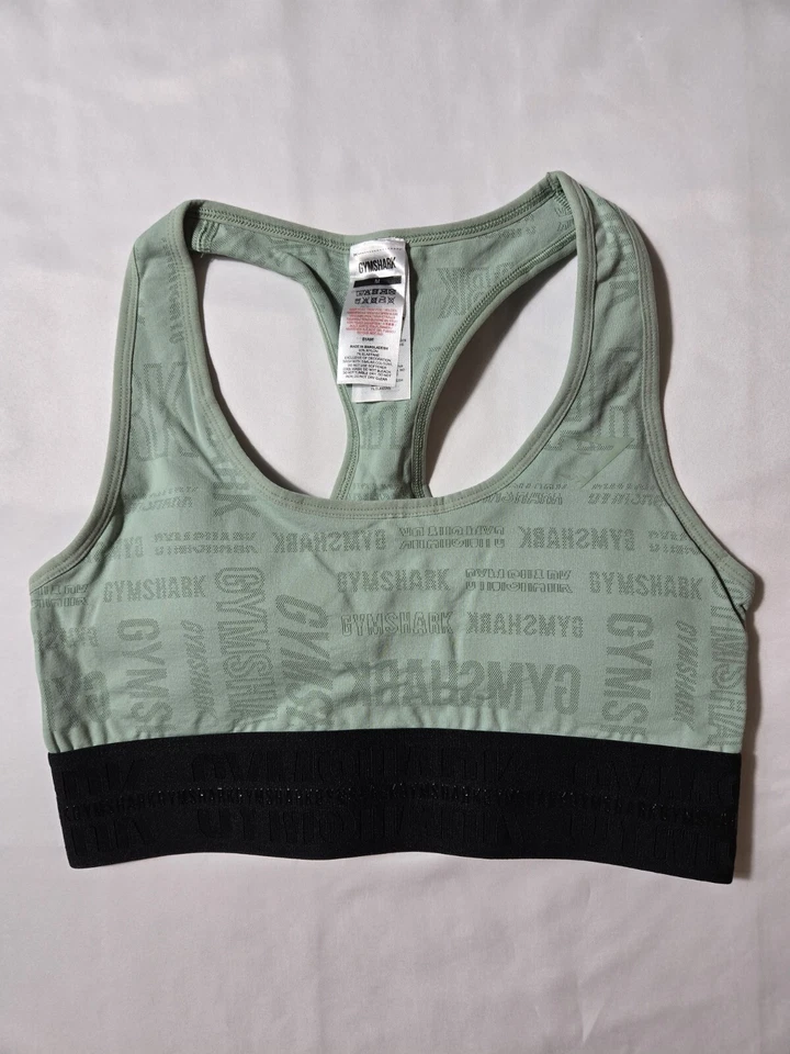 Gymshark Crossover Sports Bra Womens Size S Seamless Desert Sage Green Light