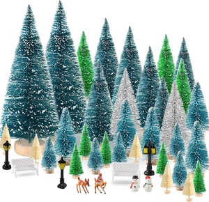 Mini Weihnachtsbaum 35 Teile Weihnachtsdorf Sets mit Basteln Rentier Schneemänner Be - Bild 1 von 12