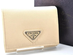 Used PRADA Triangular Logo Plate Trifold Wallet Nylon Leather with Box Japan - Picture 1 of 15