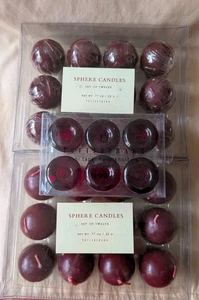 LOT 24 Pottery Barn Red Sphere Candles & 6 Mini Taper Candle Holders - Picture 1 of 7