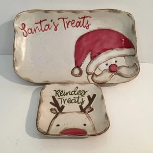 Mud Pie ~ Set piatti trattamento renne biscotti Babbo Natale vigilia di Natale nuovi con etichette - Foto 1 di 8