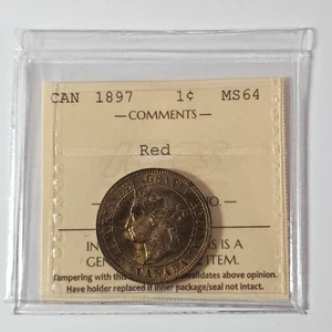 Canadá 1897 1 centavo centavo grande - Certificado ICCS MS-64 rojo - CD-016 - Imagen 1 de 9