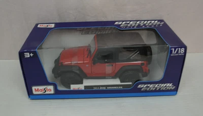 Maisto 2014 Red Black Jeep Wrangler Special Edition 1/8 scale die cast car New - Image 1 of 3
