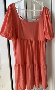 BCBG Paris Damen Babydoll Stufen koralle orange Kleid Größe XL 16-18 neu mit Etikett - Bild 1 von 6