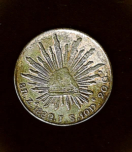 1882 Mexico, 8R .9027 silver KM#377.13 coin at E.F. +/A.U. condition - Picture 1 of 2