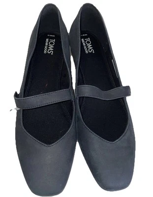 Toms Bianca Mary Jane Pisos US 12 Cuero Negro Comodidad Foto 1 de 4