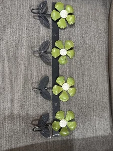 Vintage MCM Grün & Weiß 4 Blumen Haken Rack / Wandhaken Retro - Bild 1 von 11