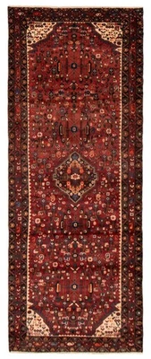 Alfombra de corredor tradicional oriental de lana 3'8" x 9'6" vintage anudada a mano Foto 1 de 4