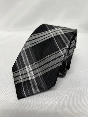 Corbata a cuadros blanca y negra Lauren Ralph Lauren para hombre 100 % seda Foto 1 de 4