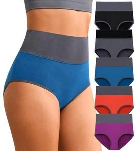 Women's High Waisted Underwear Soft Breathable Cotton Panties for Women Pack ... - Picture 1 of 7
