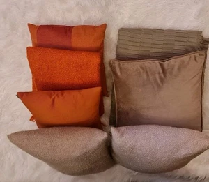 2 KUSCHELDECKEN PLUS 5 KISSEN. ORANGE-GRAU. Ua. Depot - Bild 1 von 14