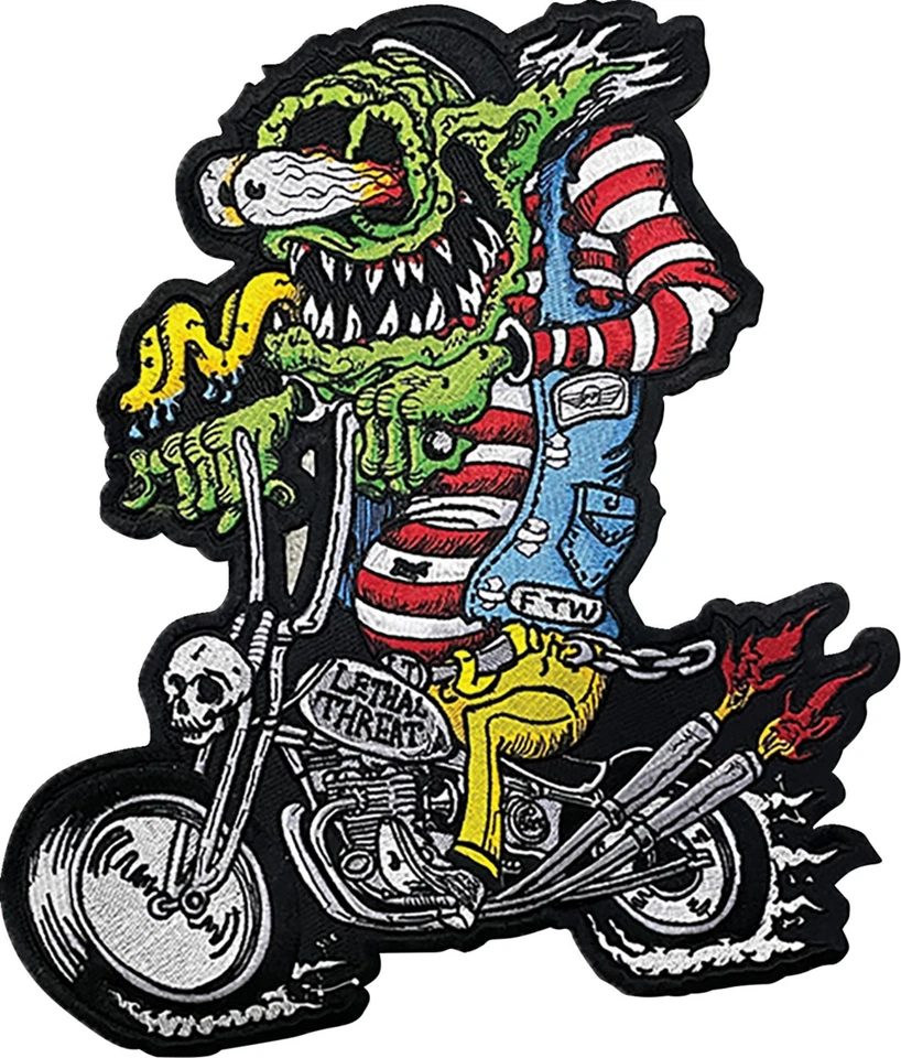 Patch bordado verde Lethal Threat Monster Biker - Imagem 1 de 1