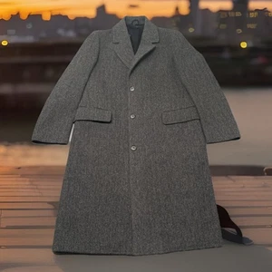 Vintage London Fog Wool Overcoat Men's 40R Gray Herringbone Classic Business USA - Picture 1 of 9