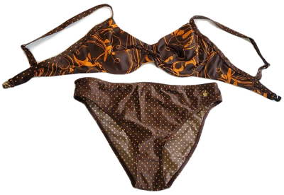 EVA Frauen Bademode Damen Bügel Bikini braun-orange gemustert Cup B Gr. 36 - 40 - Bild 1 von 4