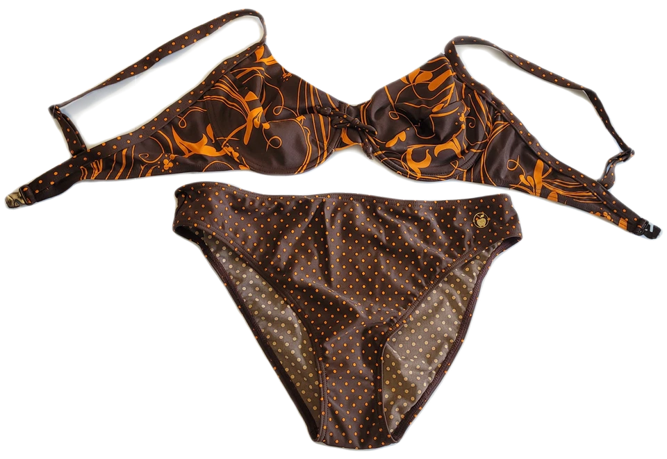 EVA Frauen Bademode Damen Bügel Bikini braun-orange gemustert Cup C Gr. 36 - 44 - Bild 1 von 4