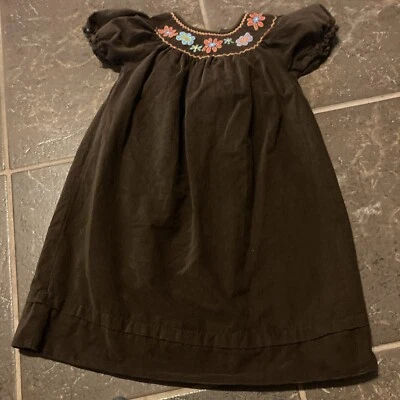 Девочек Anavini вручную со сборками платье длиной вельвет пухлые рукава ребристый коричневый размер 6 - Изображение 1 из 4