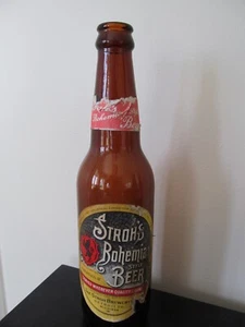 VTG Stroh's Bohemian Style Beer Brown Glass Bottle 12 Oz.  - Picture 1 of 3
