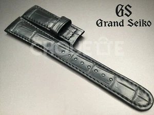 OEM Grand Seiko SBGX095 Quartz 19mm Black Crocodile Leather Strap Band GS Japan - Picture 1 of 8