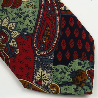 Structure Mens Neck Tie Italy Made Silk Multi Color Paisley Floral Print 57x3.75 - Image 1 of 4