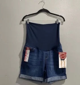 Women's S.O.N.G Maternity Denim Jean Shorts Cuffed Hem Cotton Blend Size Large - Picture 1 of 6