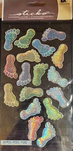 2011 Sticko 17ct Holographic Baby Foot Prints Scrapbook Stickers, NEW OPEN - Picture 1 of 8